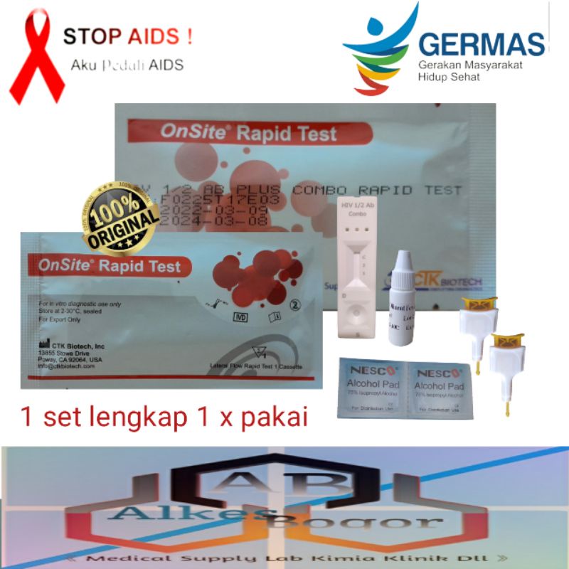 Jual Onsite HIV 1/2 Ab Plus Combo Rapid Test l alat uji tes hiv