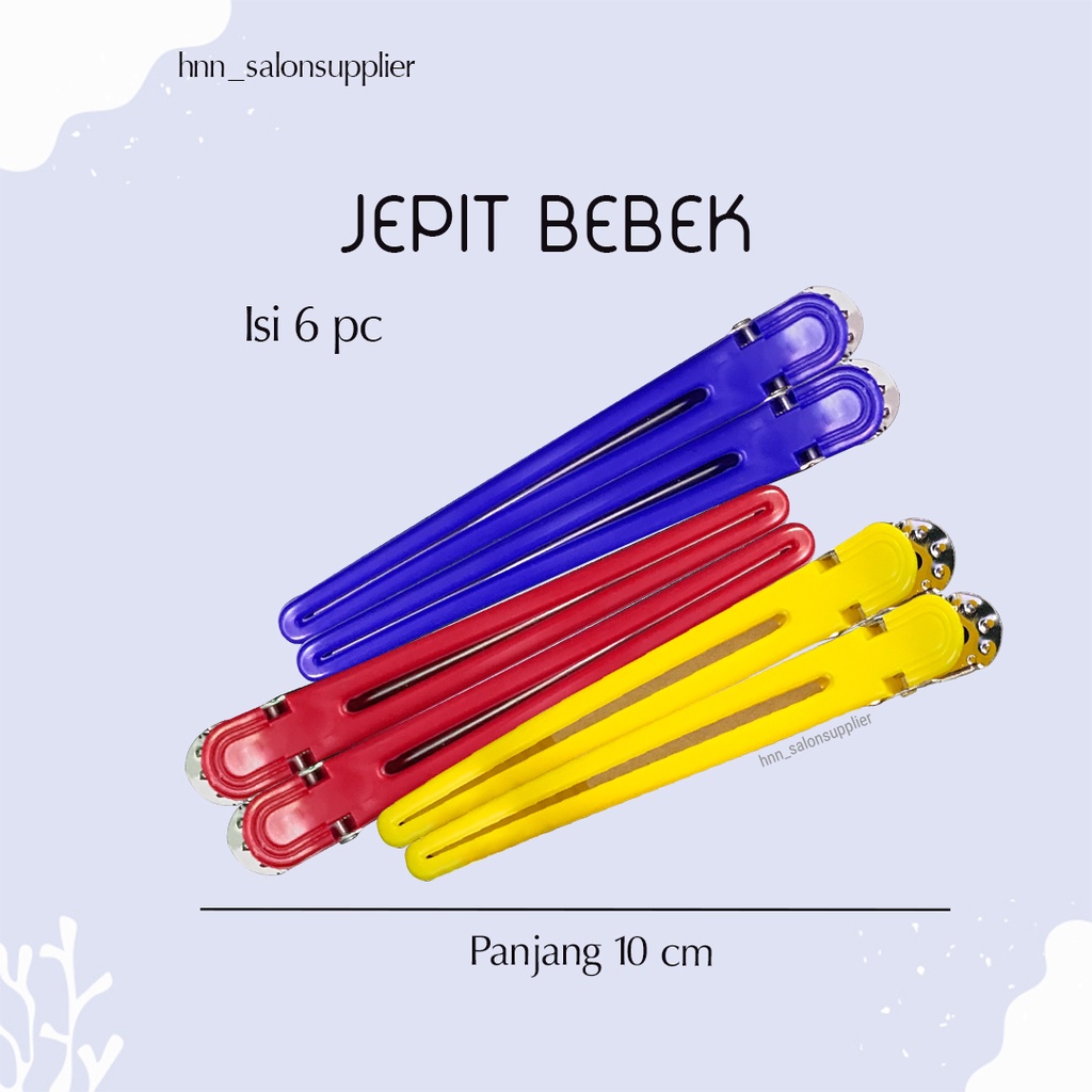 Jepit Bebek Gigi Parting Alat Rambut Salon Warna Warni 6pc