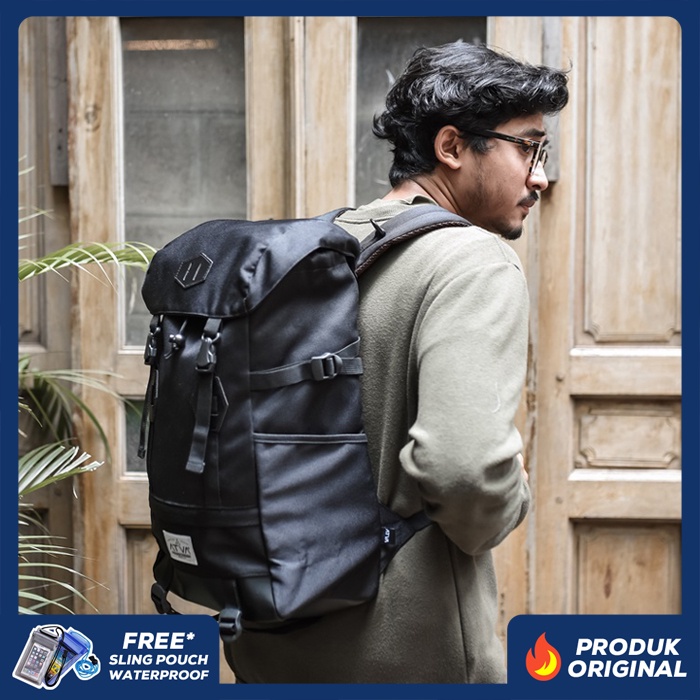 LIDDER BLACK ORIGINAL x ATVA Tas Ransel Casual Hitam Pria Daily Backpack Kuliah Kampus Kerja Kantor Sekolah SMA SMK Remaja Dewasa Tas Punggung Laptop Ukuran Besar 14 Inch Bagpack Distro Premium Outdoor Travel Traveling Bag Keren Terbaru Kekinian Branded