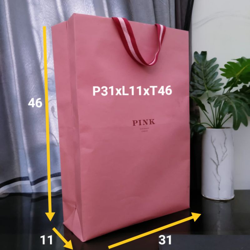 paperbag tas kertas kraft pink uk besar