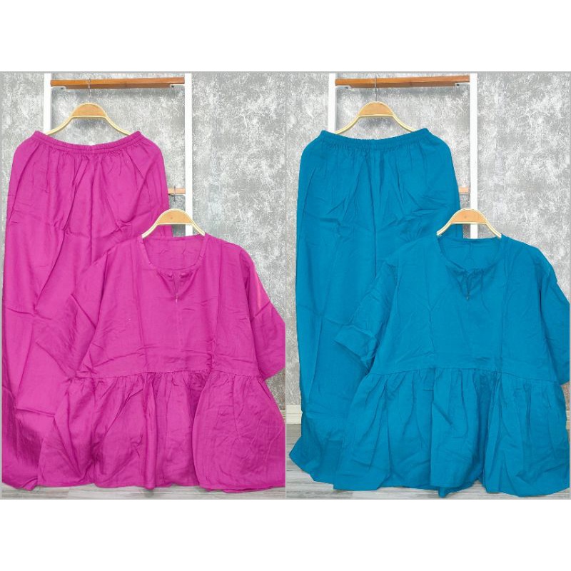 BISA COD SET BAJU HAMIL/ SETELAN BAJU HAMIL/ NURSING WEAR/ ONESET RUFFLE POLOS / BAJU HAMIL JUMBO /S