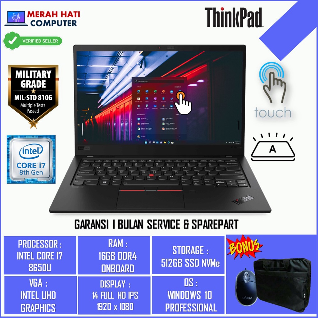 LAPTOP MURAH LENOVO THINKPAD X270 INTEL I5 7200U/6300U 8GB 512GB 12.5 WIN10PRO ORIGINAL