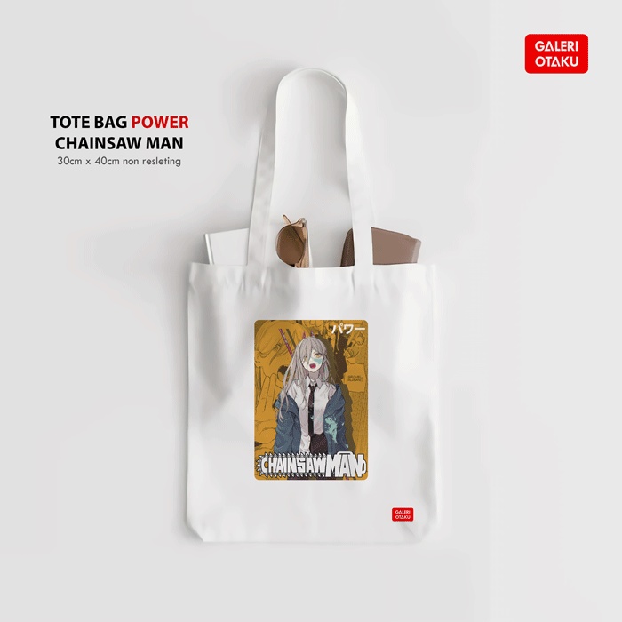 Terbaru Totebag Kanvas Chainsaw Man Galeri Otaku Denji Makima Power Hirofumi Totebag Anime Premium