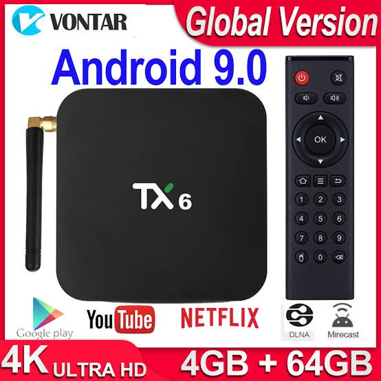 Tv Box Tx6 6K Android Tv Box Ram 4Gb Rom 64Gb Allwiner H6 Os 9 Bluettoth 4.1