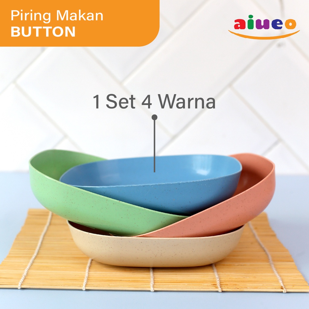 AIUEO 14cm Piring Makan Saji Kotak Persegi Tinggi Sup Soup Sayur Kuah WheatStraw Jerami Gandum Aesthetic Estetik Plastik