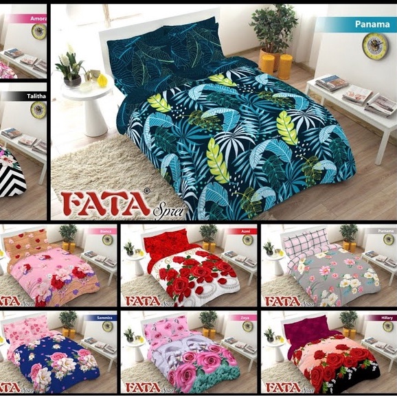 SPREI FATA QUEEN Uk.160x200x20 Seprai Bahan Lembut Dan Halus Seprai Motif Floryn Doraemon