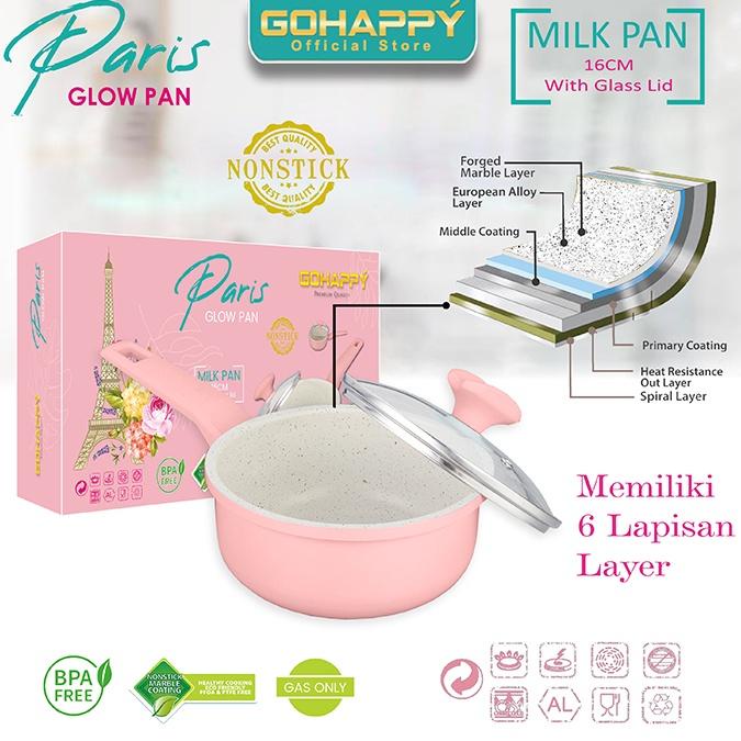 TERBARU 8724 PANCI MILK PAN PARIS Marble Gohappy 16 cm warna Beautiful rose pink Glow Pan GH-P02 ㅝ