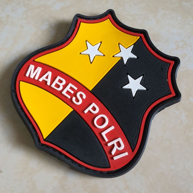 patch rubber logo mabes polri / polisi / police / tempelan emblem karet velcro