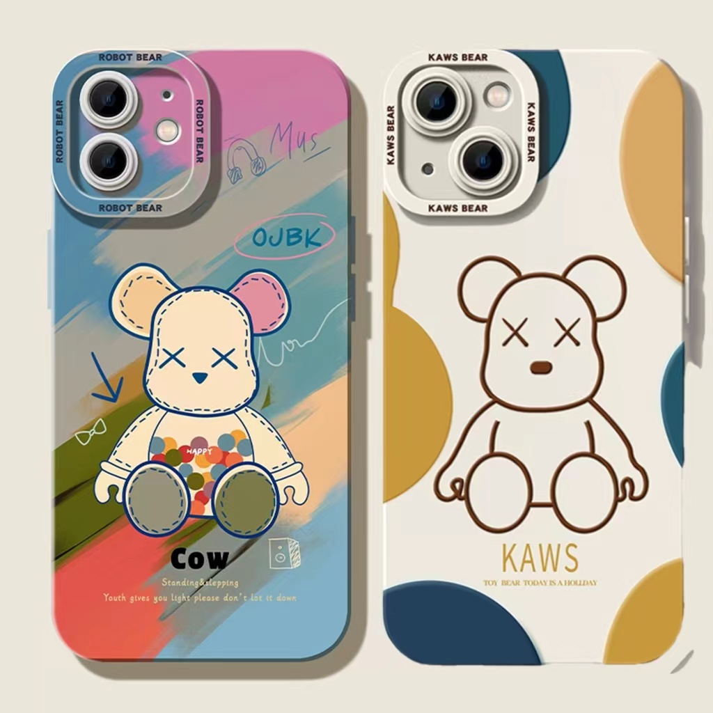 Case Motif Beruang Morandi Untuk iPhone 14 14pro 14Plus 14prm 13 13pro 13pro 11 7Plus 8Plus Xr XS 12pro Max