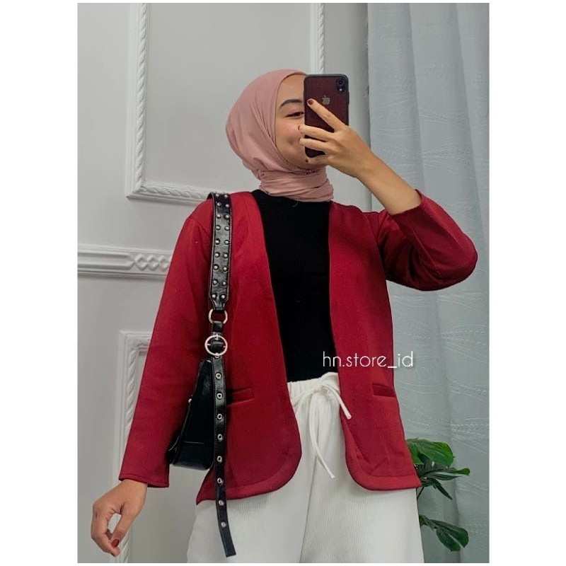 BLAZER WANITA SCUBA TERBARU SAKU HIDUP JUMBO LD 110