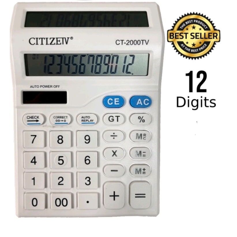 

Kalkulator 2 Layar CT-2000TV 12 Digit - Calculator Check Dual 2 Power