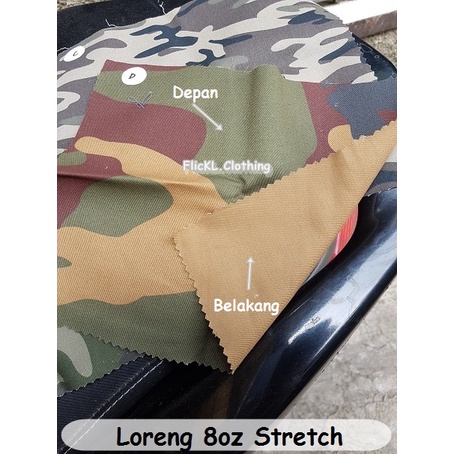 Bahan Kain Loreng Stretch Camo Melar Ormas Aparat Loreng Melar