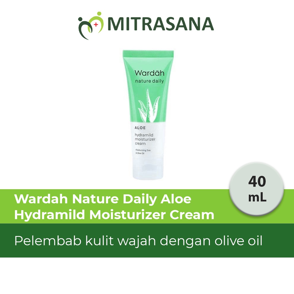 Wardah Nature Daily Aloe Hydramild Moisturizer Cream 40 ml - Pelembab dengan Olive Oil