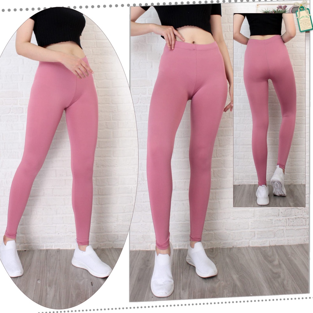 Leging Wanita Dewasa Panjang - Lejing Wanita Tebal -  Celana Legging Panjang Wanita Legging Dewasa Leging Polos-DUSTY PINK