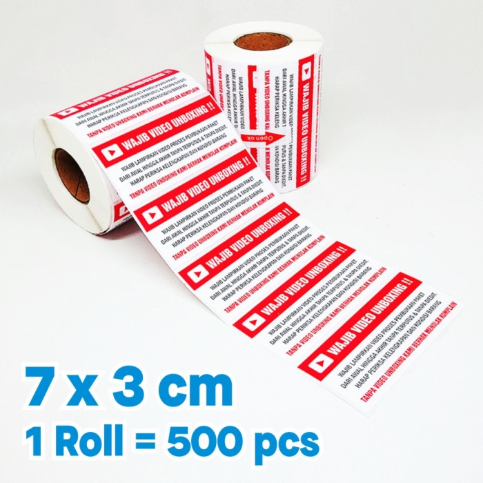 

Sticker Label Wajib Video Unboxing 7 x 3 cm (1 roll isi ±500 pcs)