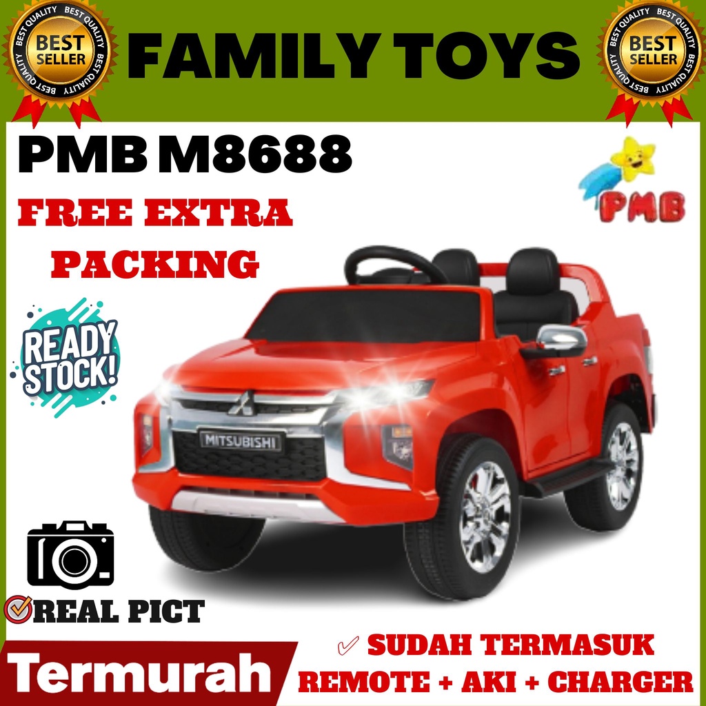 Mobil Aki Anak PMB 8688 Mitsubishi Triton Lisensi ( Remote + Aki + Charger )mobil remote, mobilan mainan, mainan anak