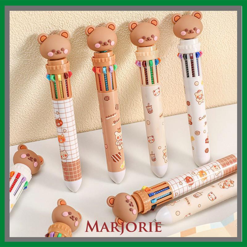 1pc Pulpen Mekanik 10 Warna Warni Rectractable Pen Color Motif Kartun Lucu Bear Grid Kotak Aesthetic Bolpoin Alat Tulis Sekolah-MJD