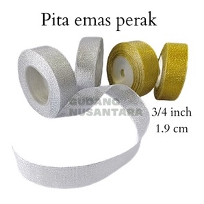 

Pita emas perak 3/4 inch / pita gliter gold silver