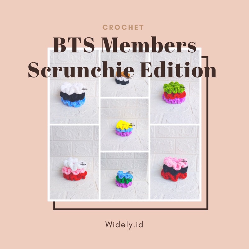 BTS CROCHET SCRUNCHIE RAJUT MEMBERS EDITION [IKAT RAMBUT KOREA STYLE]