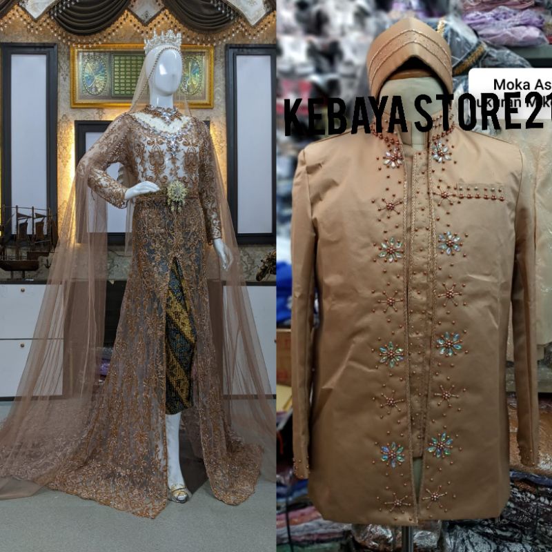 cauple Gaun pengantin slim ful payet/| kebaya akad modren/gaun penganten/baju akad