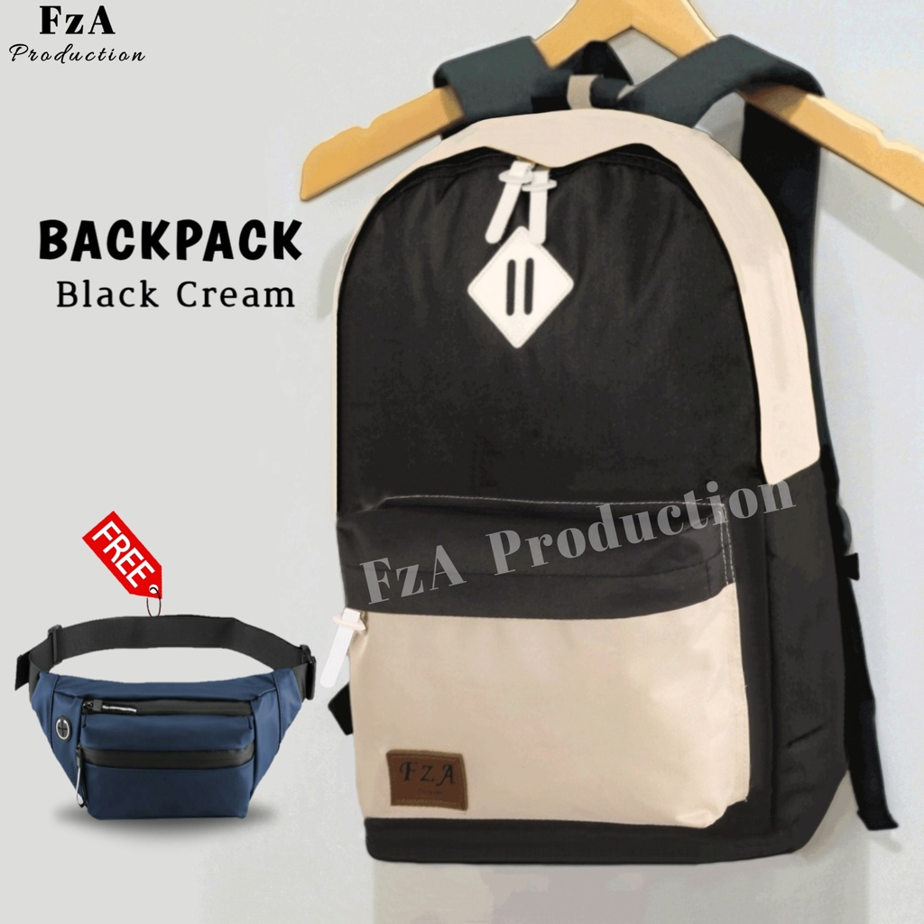 Tas Ransel  Punggung Distro Casual Pria Wanita / Tas Ransel Laptop Original FzA FREE Waist Bag