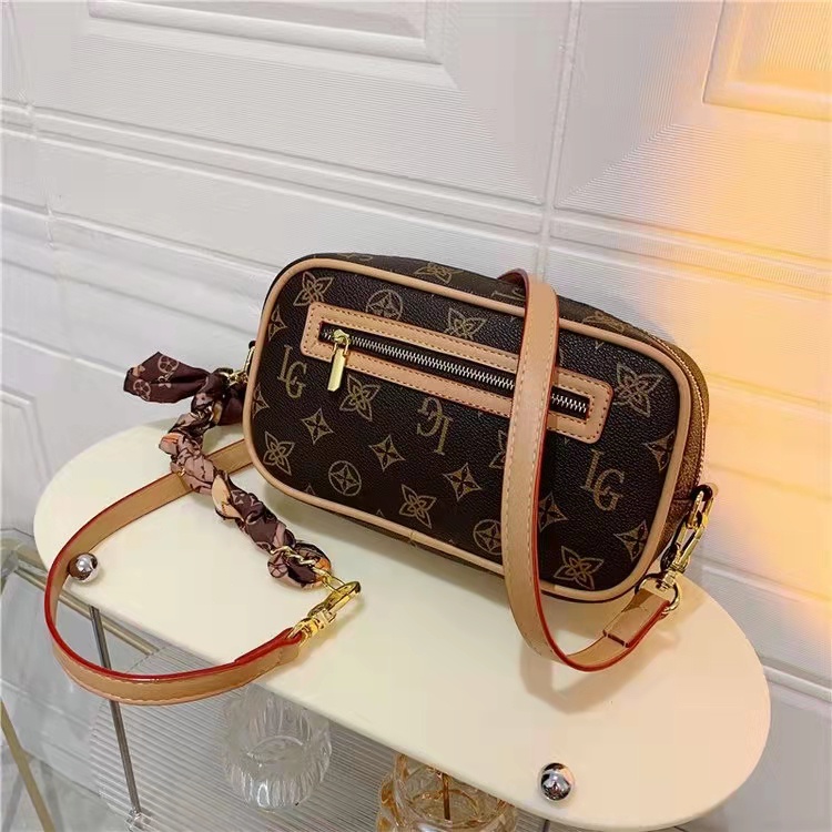 BJ64158 - BROWN/KHAKI - TAS SLEMPANG WANITA MOTIF FLOWER FASHION IMPORT MODIS ELEGAN TERMURAH TERLARIS TERBARU BAGSTORE JAKARTA TAS BATAM ZC4158