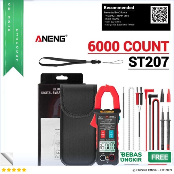 Dijual ANENG Digital Bluetooth Multimeter Voltage Tester Clamp - ST207 - Merah ANENG Murah