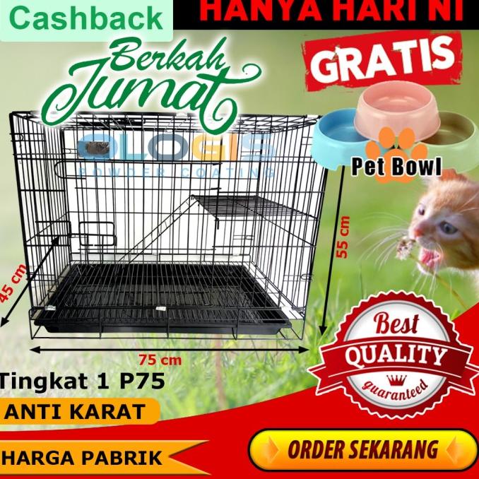 Kandang Kucing Tebal Ukuran 75 x 45 x 55 size L Tingkat 1 ada bonus