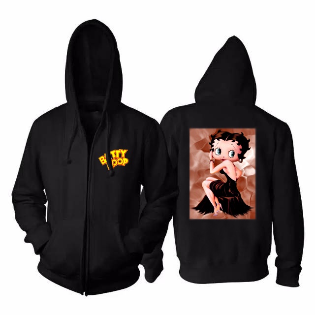 Jaket Hoodie Betty Boop Hoodie Ritsleting Bahan Cotton Fleece New Zipper Hoodie