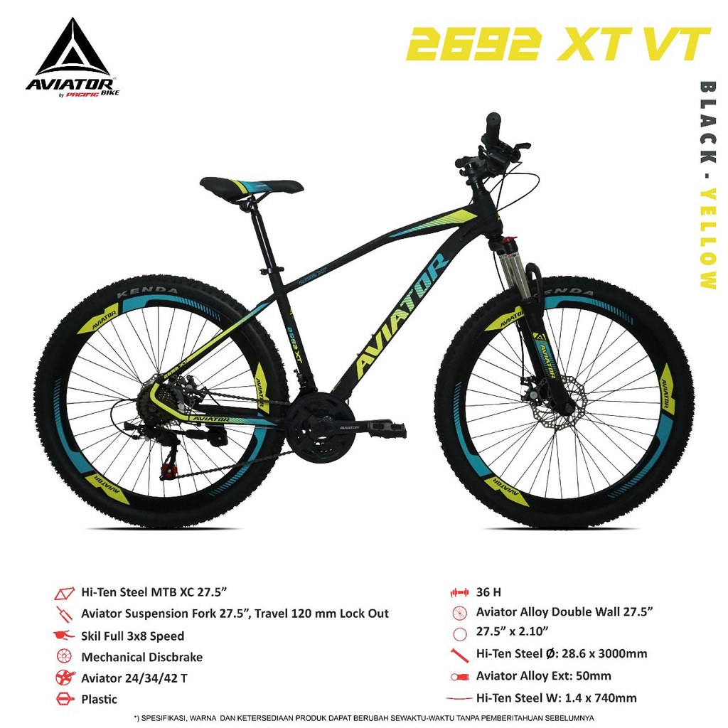 SEPEDA GUNUNG MTB 27,5&quot; AVIATOR 2692 XT VT