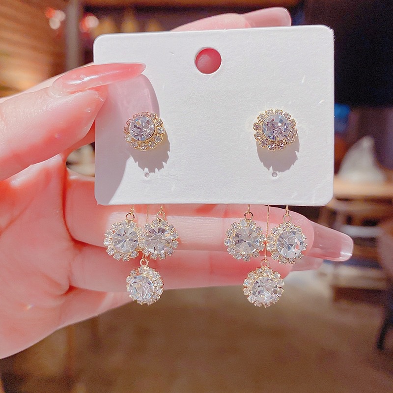 1 Pair Sparkling Tassel Earrings Bridal Wedding Decorative Earrings Delicate Diamond Girl Pendant Elegant Party Earrings Accessories