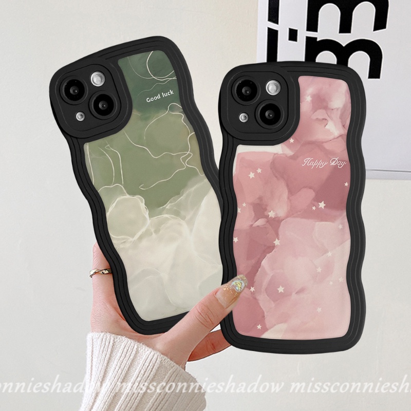 Couple Case Realme 10 9 9Pro+ 8i C15 C3 C35 C21Y C25Y C30 C12 C25 C11 C25s C33 5 6i 5i 8 8Pro 9 9i 7 7i C1 C20A C20 C11 2021 C20A Wavy Edge Halo Dyed Watercolor Star Line Soft Case