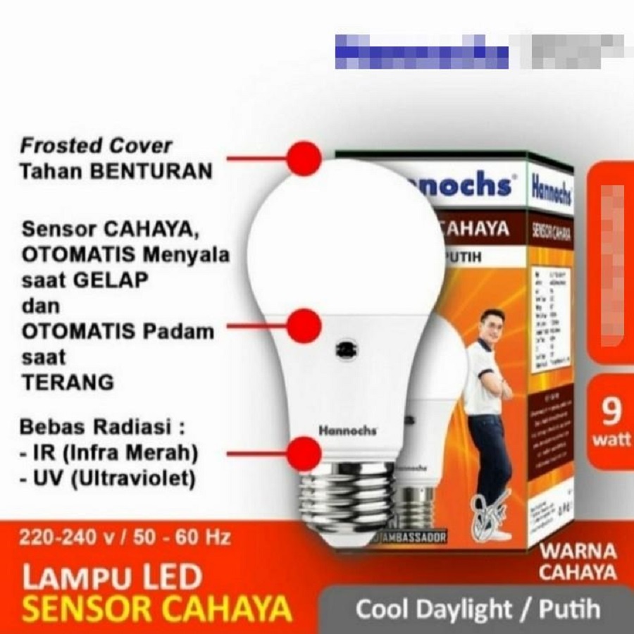 Bohlam Bola Lampu Led Hannoch Hannochs Sensor Cahaya Gelap 6W 9W 11W 6 Watt 9 Watt 11 Watt