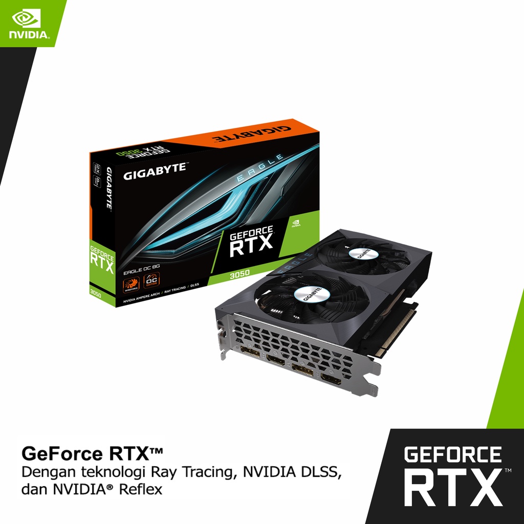 VGA CARD GIGABYTE GEFORCE RTX 3050 EAGLE OC | GV-N3050EAGLE OC-8GD