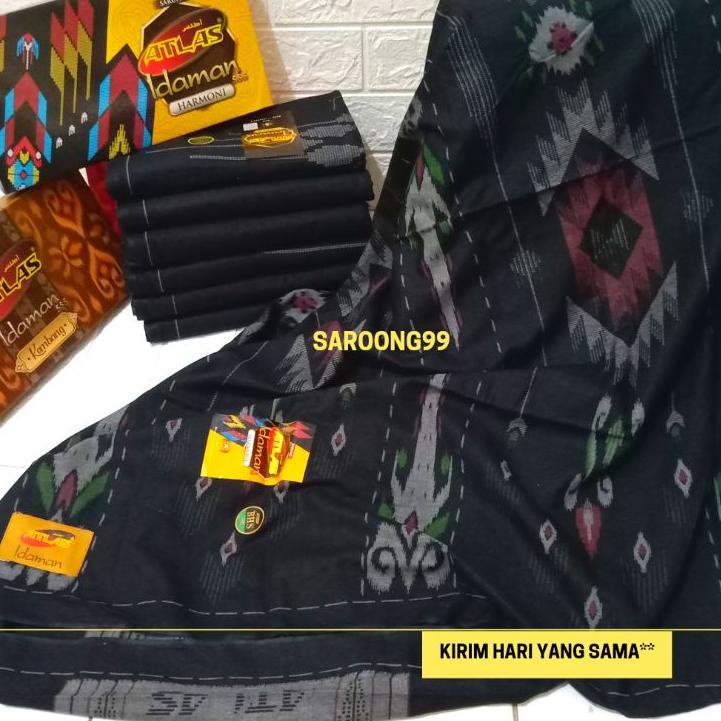 ☟ TERLARIS KHUSUS HITAM SARUNG ATLAS IDAMAN HARMONI KEMBANG GOLD MOTIF TERBARU BHS SJE SGE SIF AKASI