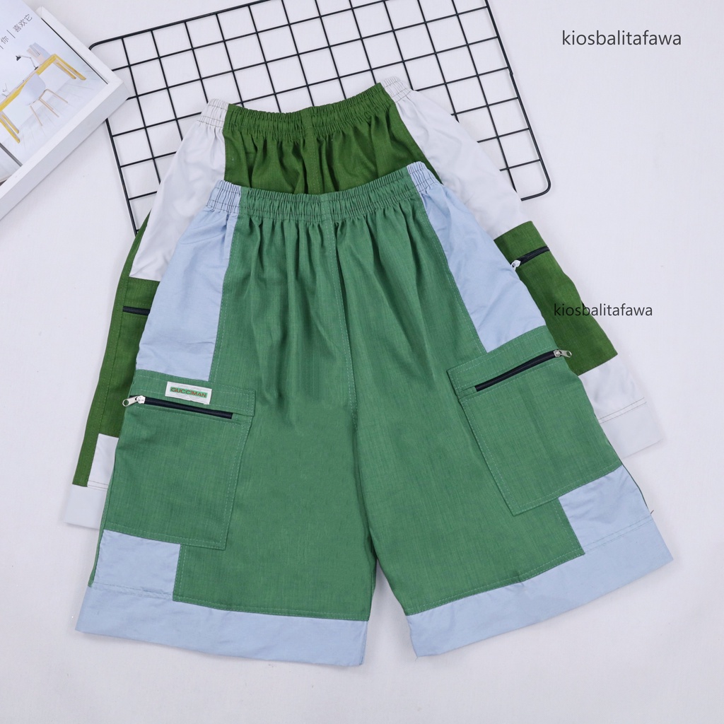 Celana Kantong Resleting Pria Fit to XL / Santai Olahraga Boxer Adem Cargo Pendek Polos Jumbo Hawai