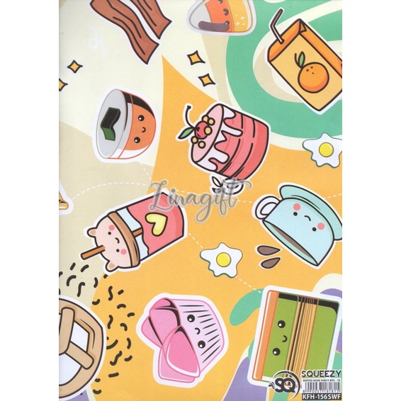 ( 5 Lembar ) KERTAS KADO SQ DOFF - GIFT WRAPPING PAPER BOBA KOREAN DESSERT STREET SNACK