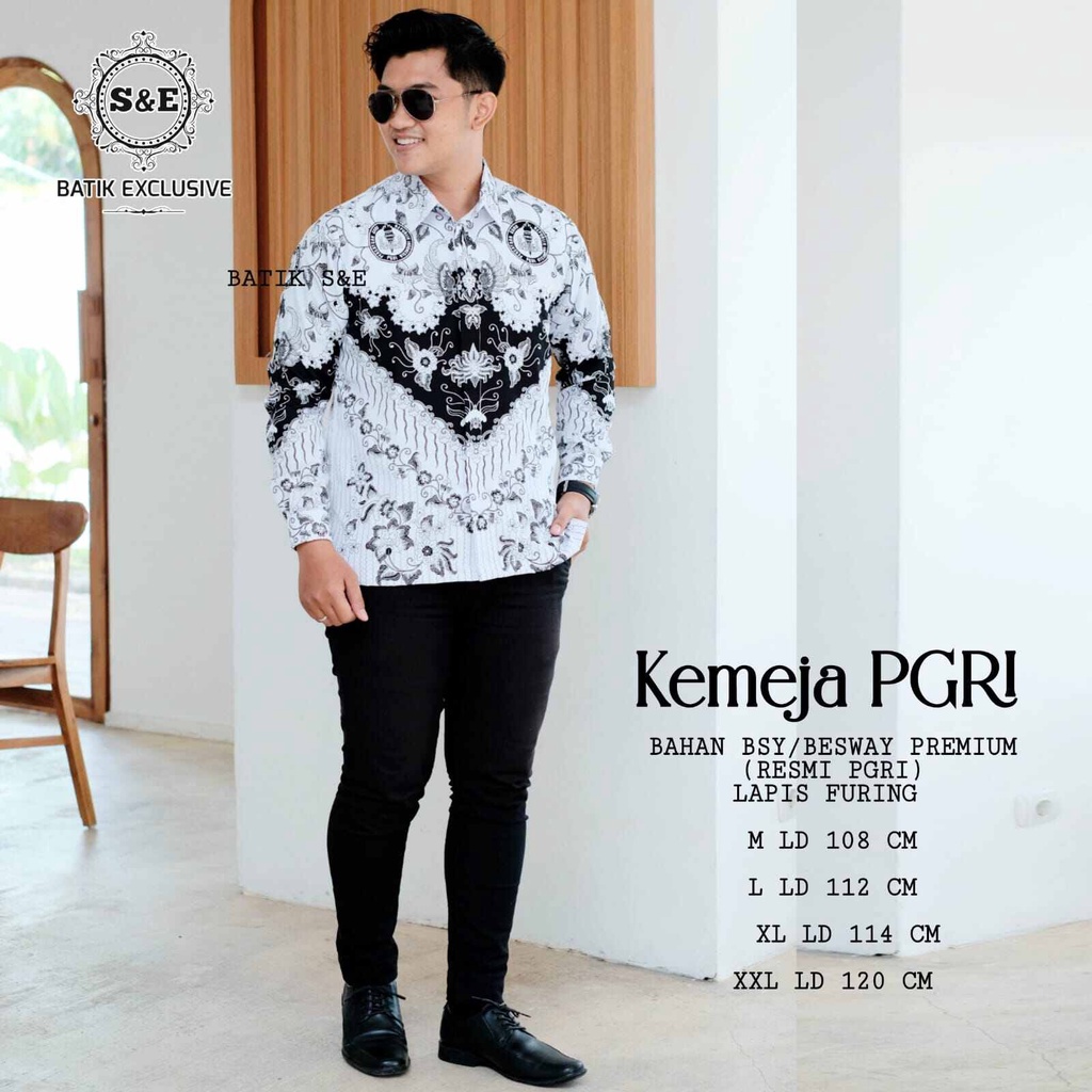 Kemeja PGRI Pria Terbaru Full Furing / Baju Seragam PGRI Pria Lengan Panjang Lapis Furing / Kemeja Batik PGRI Standar Nasional Terbaru / Baju PGRI Cowok Terbaru