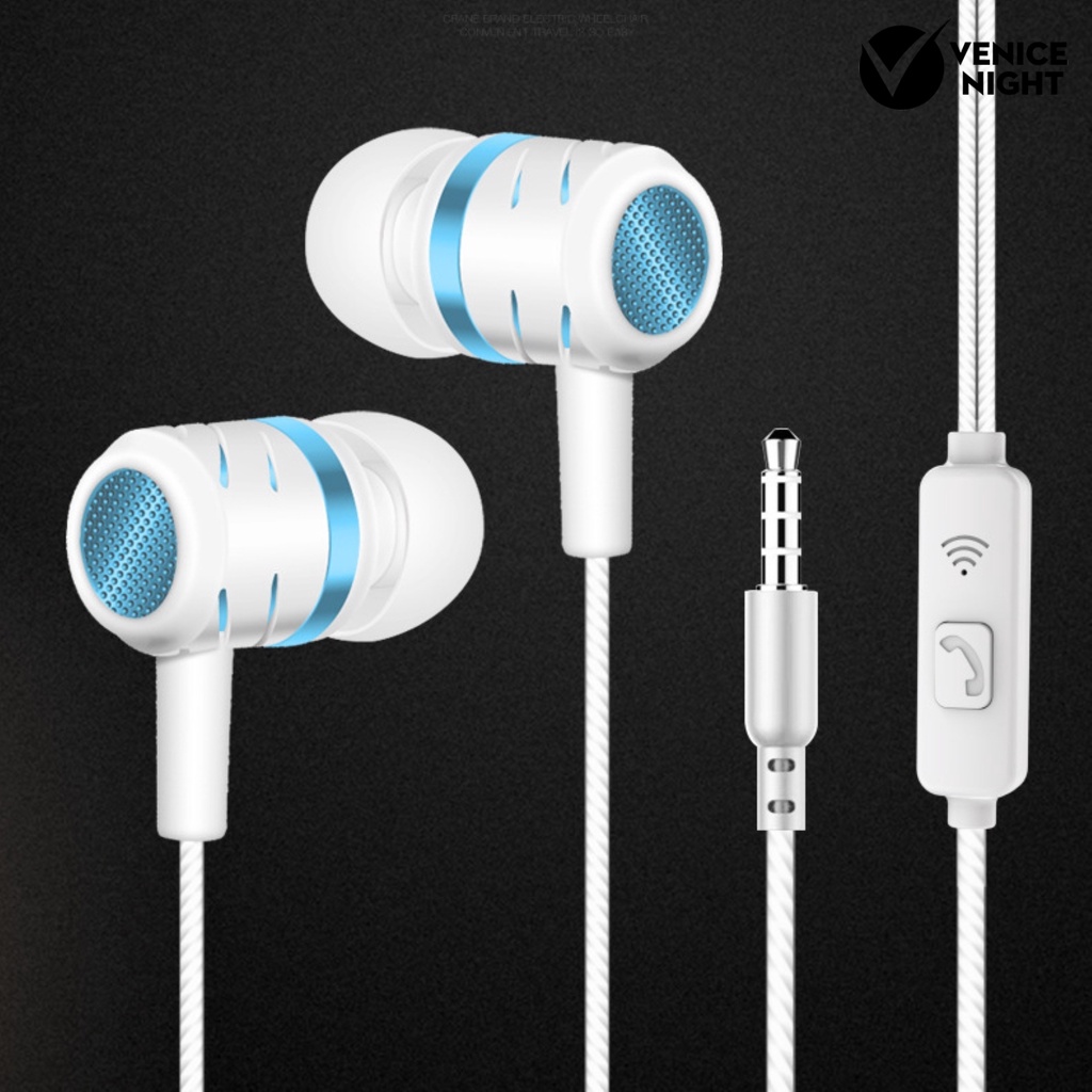 (VNEP) (Berkabel) 3.5mm Universal Dual Speaker Subwoofer Bass HIFI Earphone Olahraga In-ear