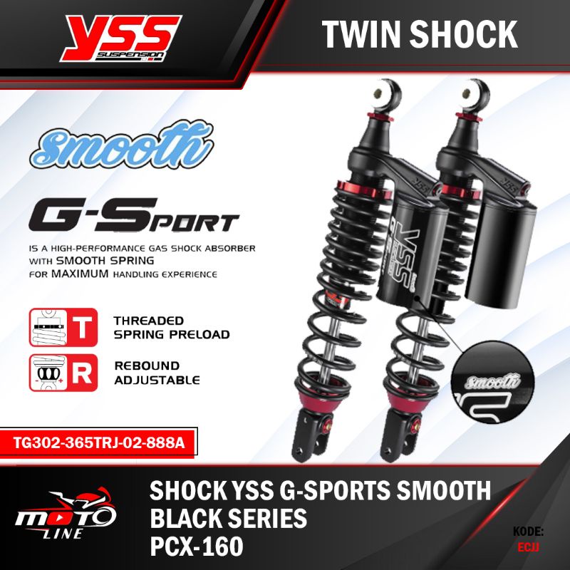 Shock Shockbreaker YSS G SPORT PCX 160 Smooth Black Series 365mm