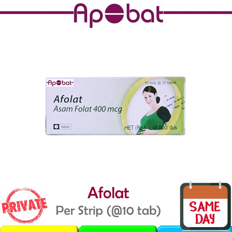 - ApObat - AFOLAT STRIP Asam Folat Tablet Vitamin Kehamilan / 400 mcg Promil Folic Acid Nutrisi Prog