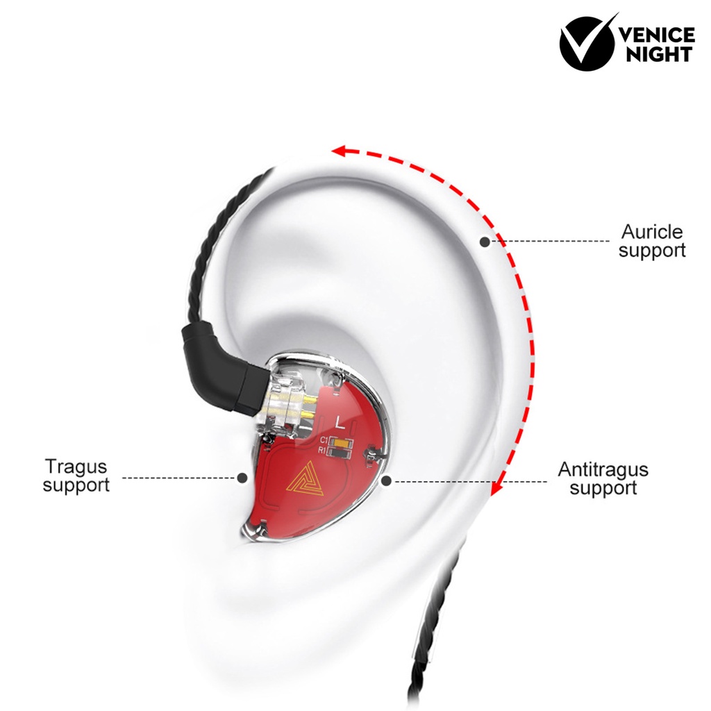 (VNEP) (Berkabel) QKZ VK5 Earbud High Fidelity Sensitif Kebisingan Membatalkan Ringan 3.5mm Stereo Olahraga In-ear Earbud Gaming untuk Menjalankan