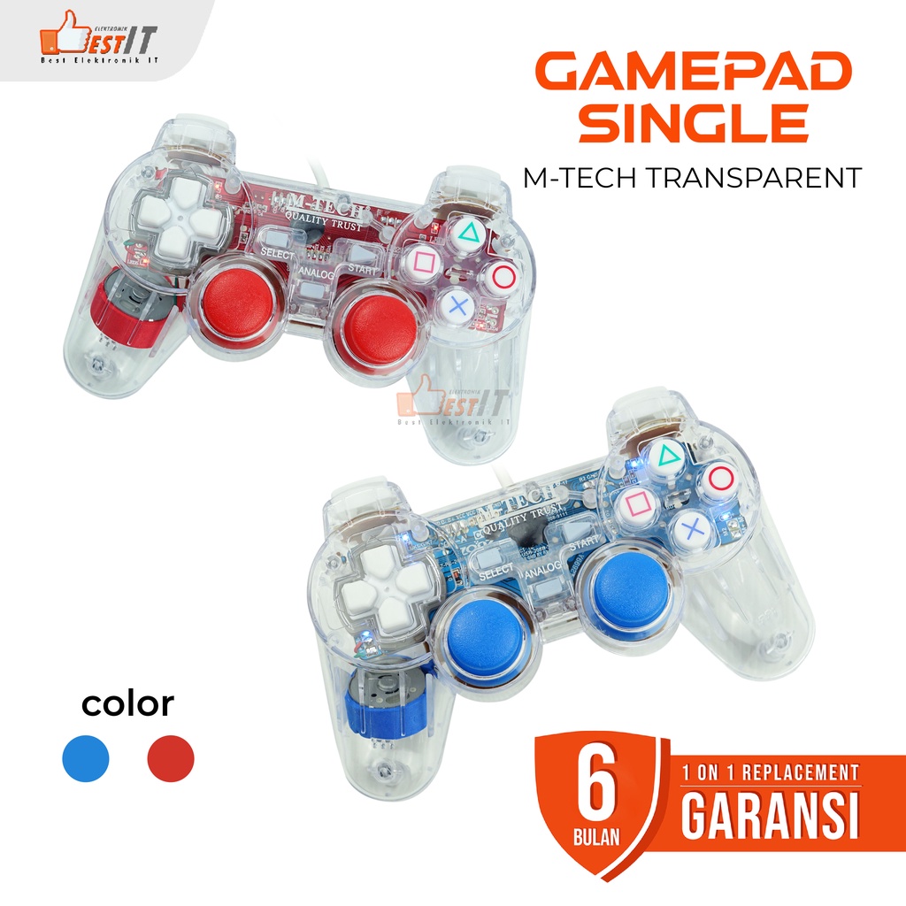 Stick Gamepad  PC Joystick  Joystik Gamepad Single Transparant M-Tech