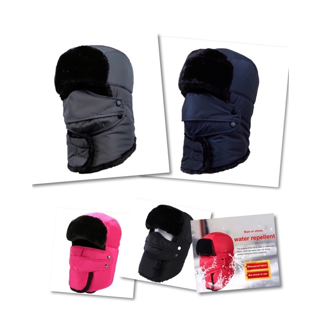 Topi Parasut Rusia + Masker Untuk Musim Dingin