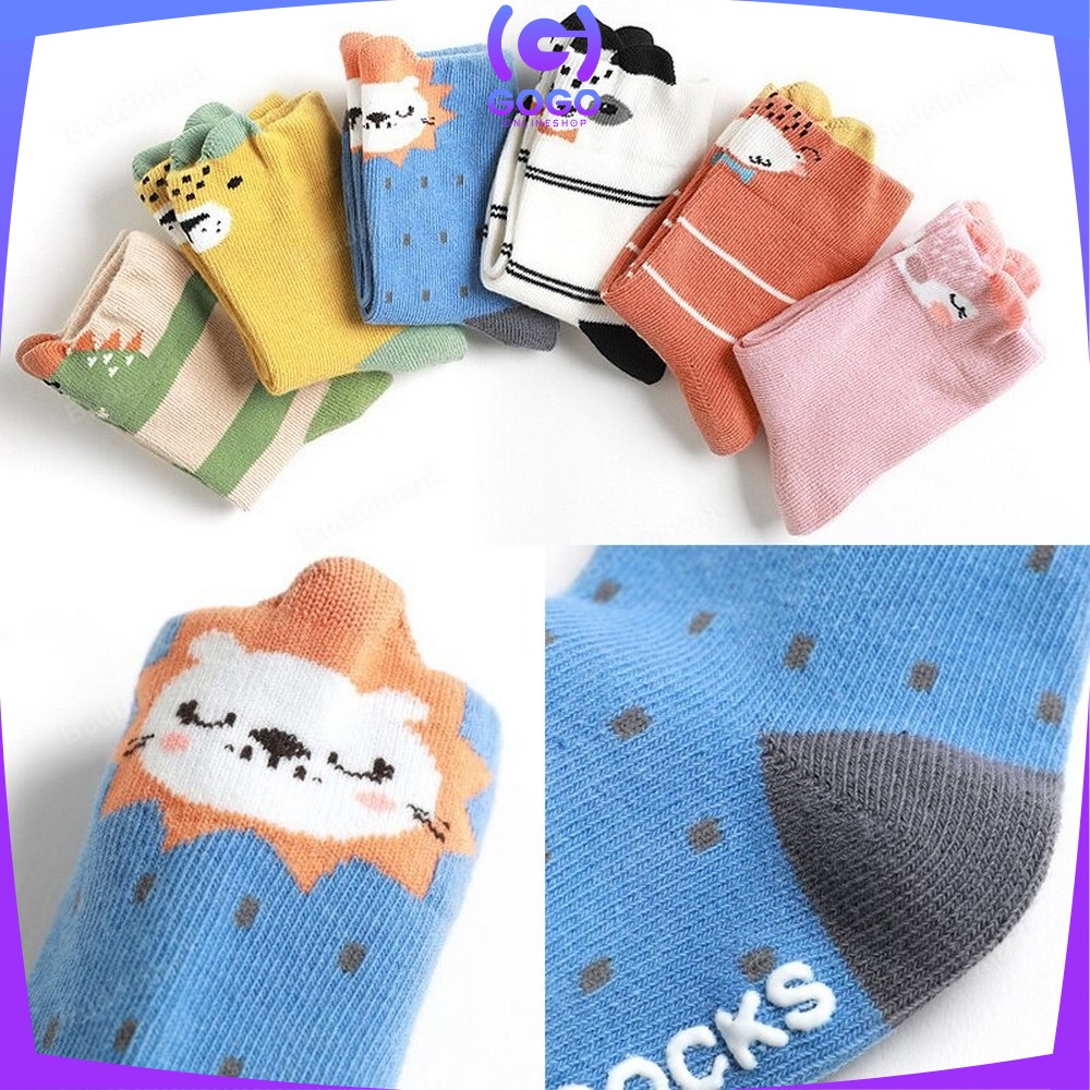 GOGO-P378 Kaos Kaki Anak Animal Sock 3D Kaus kaki Panjang Cute Karakter Hewan Anti Slip Bayi Unisex Kaus Kaki Korea Cewek Cowok