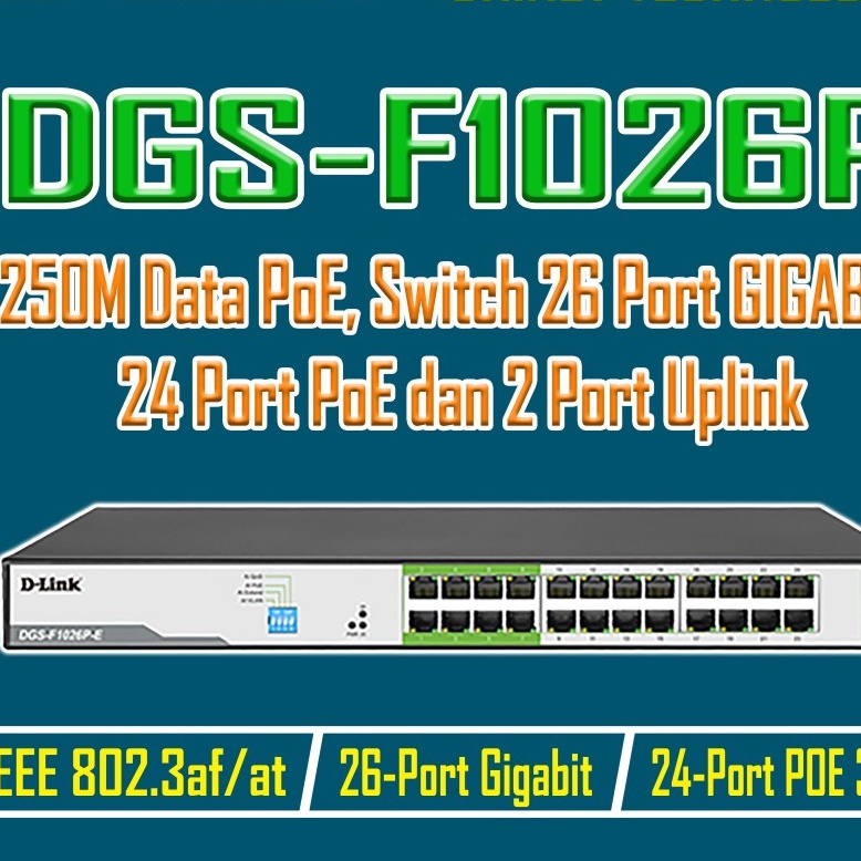 D-LINK DGS-F1026P-E 250M Data PoE, Switch 26 Port 10/100/1000 Mbps