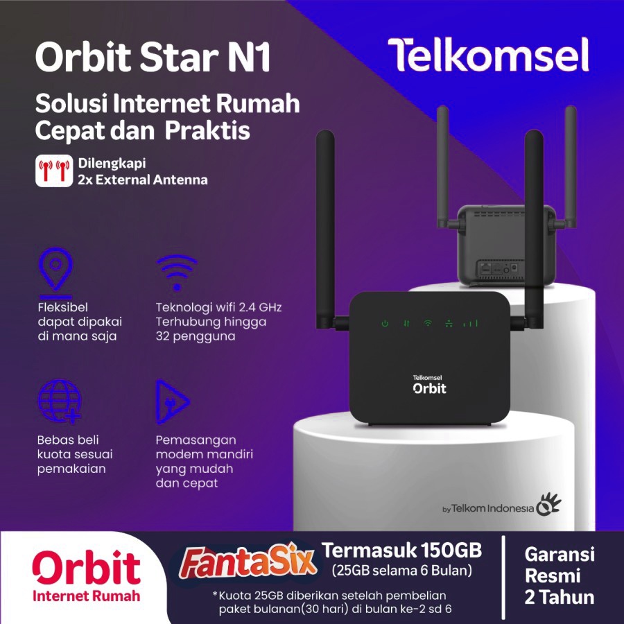 Telkomsel Orbit Star N1 / N2 Home Router Modem Wifi 4G Free Bonus Data