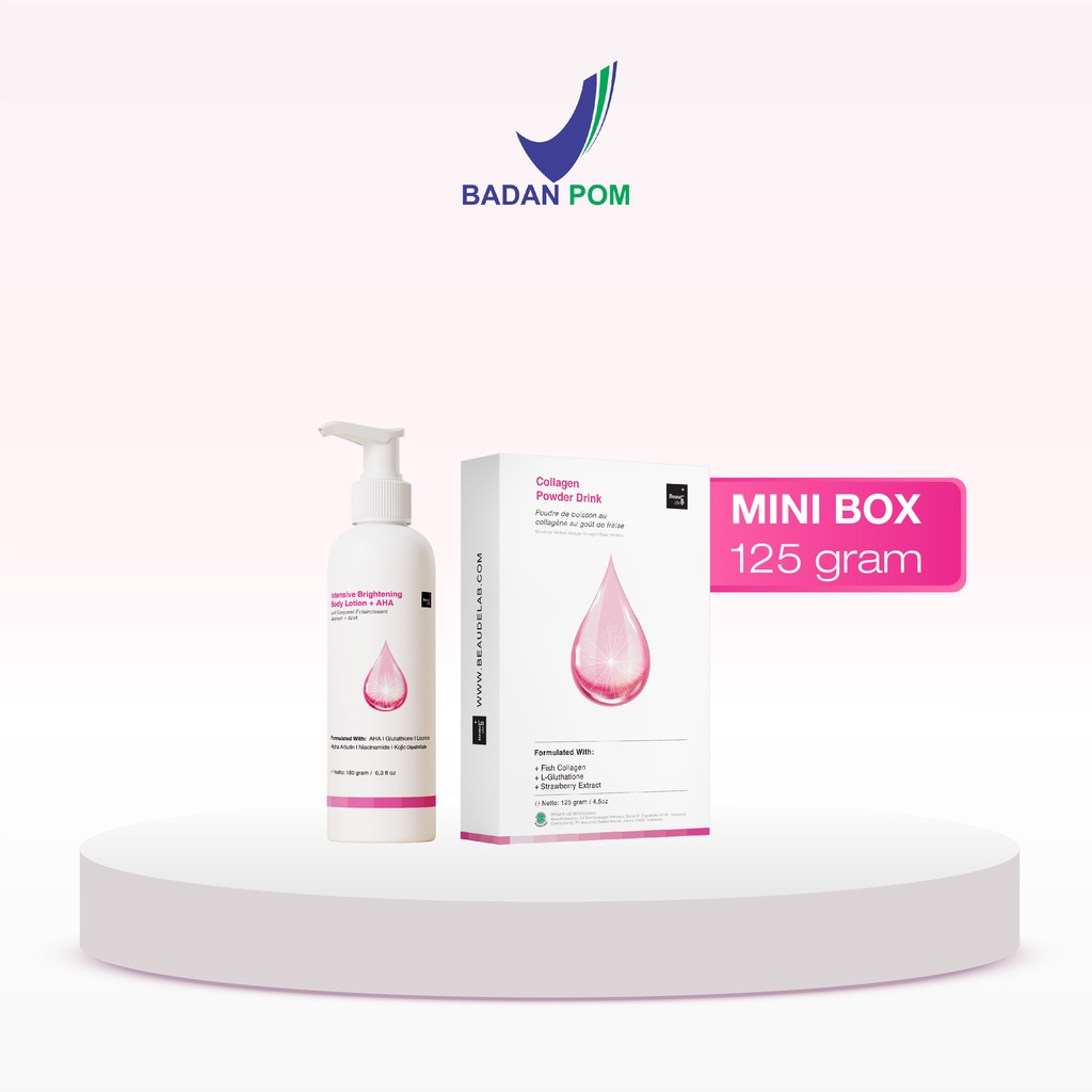 Paket Bundling 2 | Intensive Bright Package Beaudelab | Mini Collagen Beauty Drink | Minuman Kolagen Mini | Brightening Body Lotion AHA | Lotion Serum AHA | Lotion Pemutih Badan-1