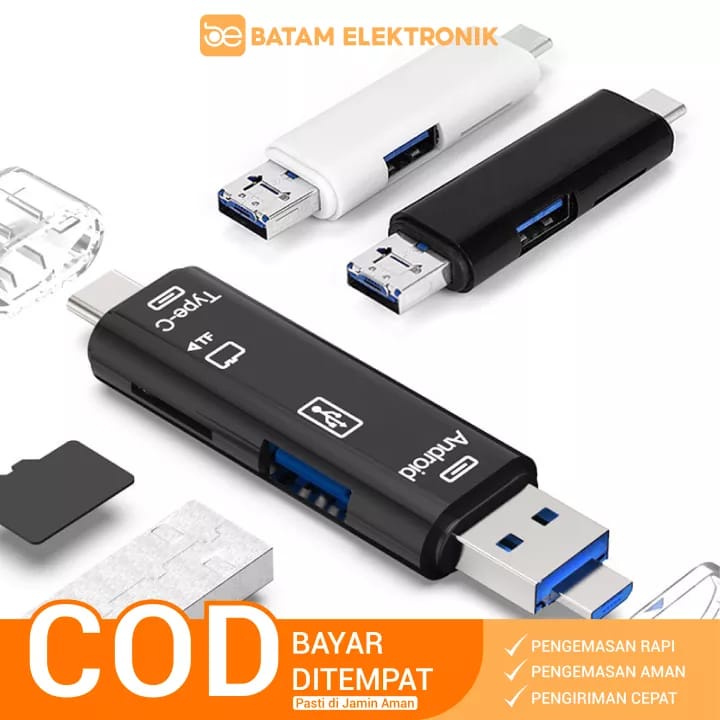 OTG 5 IN 1 USB 2.0 TYPE C, MICRO USB, OTG HUB MICRO SD/TF MEMORI CARD READER MULTI FUNCTION CONVERT