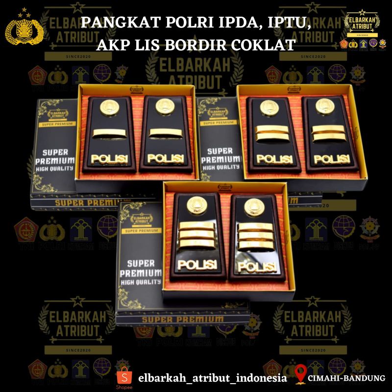PANGKAT POLISI PDH BORDIR LIS COKLAT /LIS MERAH/DOVE ATRIBUT POLRI IPDA/IPTU/AKP